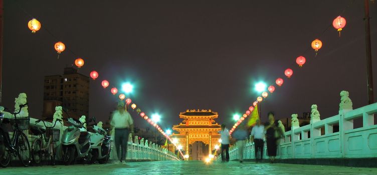 -- with a traditional Chinese style bridge leading up to it