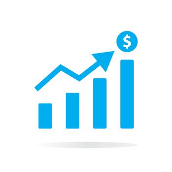 blue chart icon on white background. flat style. chart icon for your web site design, logo, app, UI. chart symbol. chart sign. 