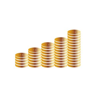 Columns of gold coins on a white background. Stacks of gold coins. gold coin icon on white background. flat style. gold coin icon for your web site design, logo, app, UI.