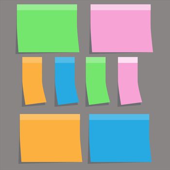 coloful sticky paper note on gray background. sticky note sign.
