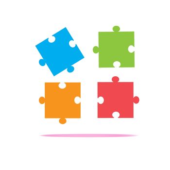 colorfull puzzles piece icon on white background. puzzles piece sign. flat design style. 