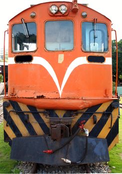 An old diesel engine built for a narrow track rails
