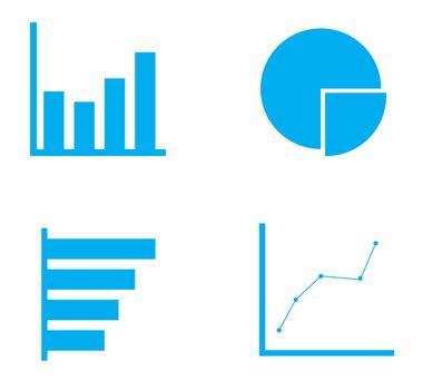 Business data market elements dot bar pie charts diagrams and graphs flat icons set isolated