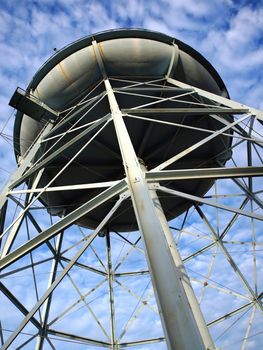 A vintage water tower made from steel in Kaohsiung city
