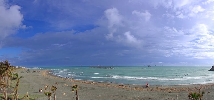 Windswept beach on Qijin Island after the passing of typhoon Sudelor