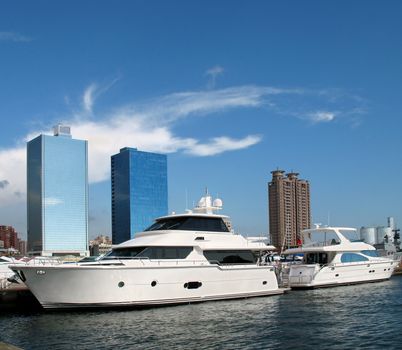 -- anchored along the waterfront of Kaohsiung harbor in Taiwan
