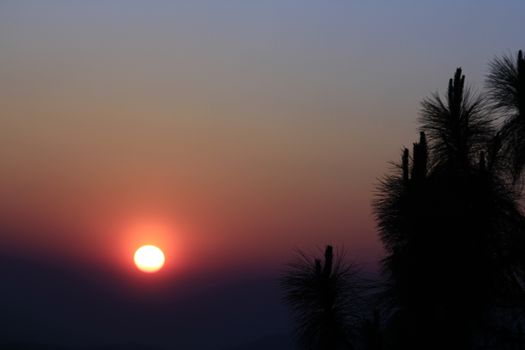 Sunrise over mountain morning peaks