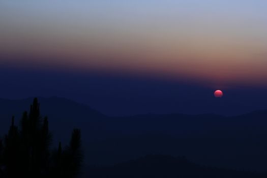 Sunrise over mountain morning peaks