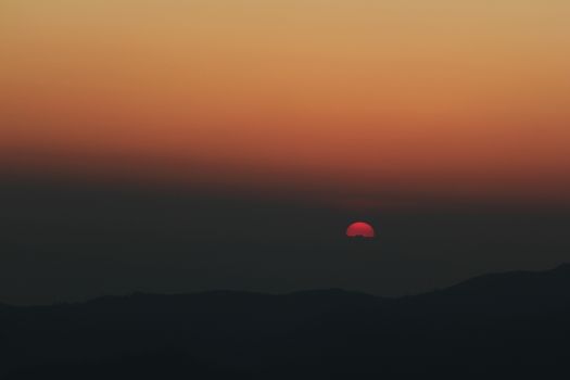 Sunrise over mountain morning peaks