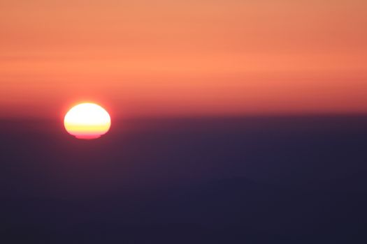 Sunrise over mountain morning peaks