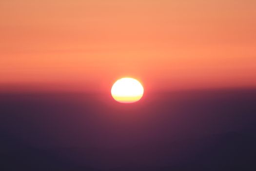 Sunrise over mountain morning peaks