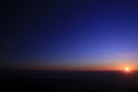 Sunrise over mountain morning peaks