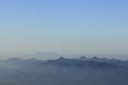 Misty morning in the mountains hight in nature