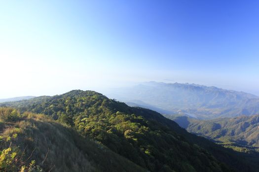 Misty morning in the mountains hight in nature