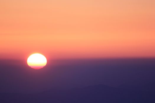 Sunrise over mountain morning peaks