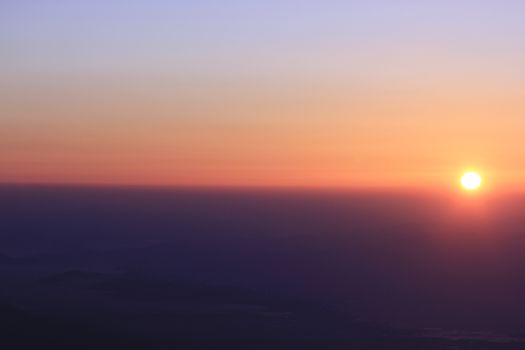 Sunrise over mountain morning peaks