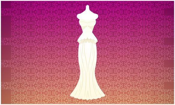 mock up illustration of wedding dress on abstract background