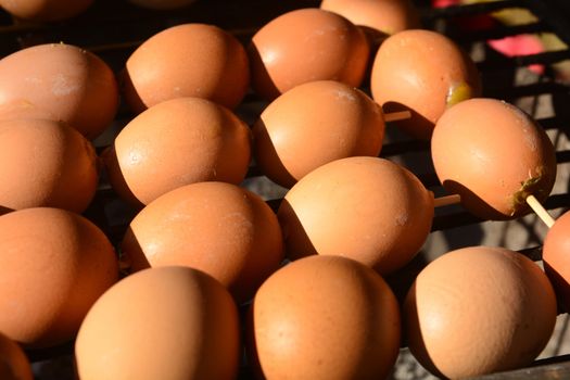 grill eggs at market, Street food at thailand