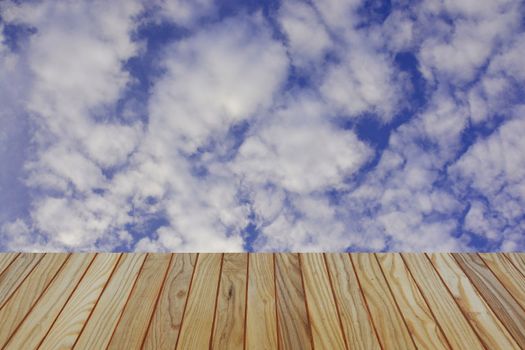 sky background with  wooden planks