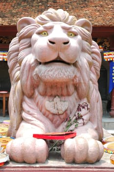 Chinese Imperial Lion, Guardian Lion stone, Chinese style sculpture, in chinese temple garden