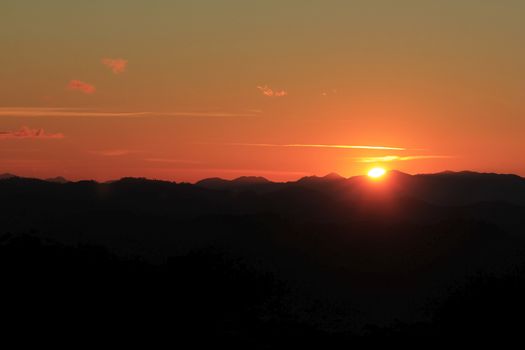 Sunrise over mountain morning peaks