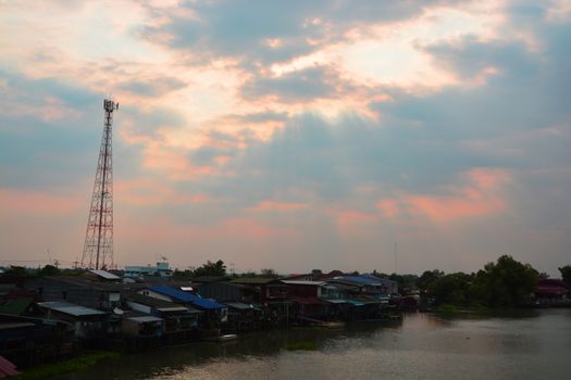 Telecommunications towers near the sky