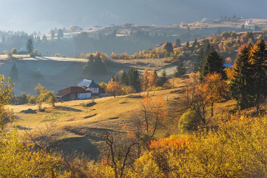 Autumn in the Rhodope Mountains, Bulgaria. Early morning.