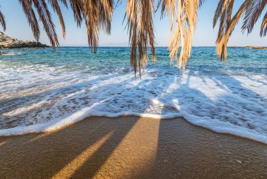 Beautiful Tigania beach on Greece  peninsula Sithonia, part of larger peninsula Chalkidiki.