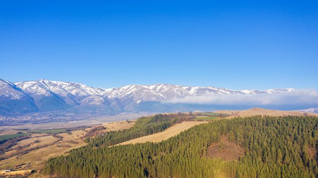 Winter panoramic view from Old mountain ( Stara planina), Bulgaria.