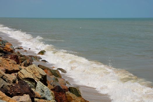 Rocky beach and surf