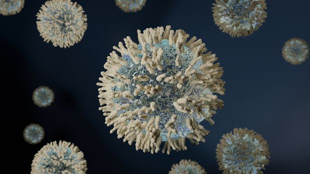 Coronavirus COVID-19, microbiology and virology concept 3d render