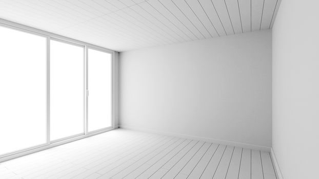 white empty room interior for mockup 3d rendering background