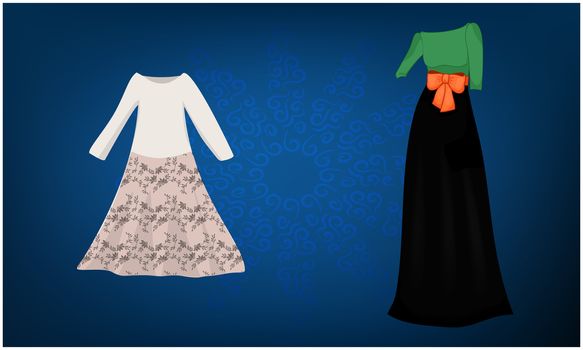 mock up illustration of fashion dress on abstract background