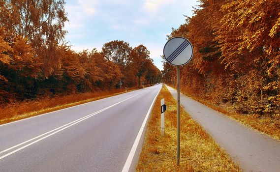 Beautiful panorama view on a golden autumn landscape in the middle of october