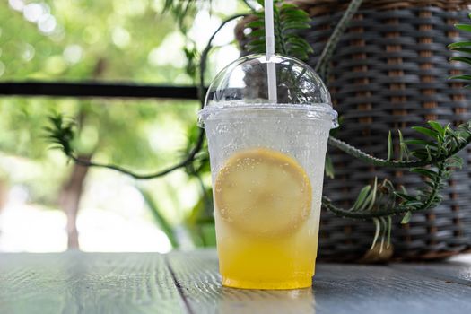 Iced lemonade soda with Yuzu orange