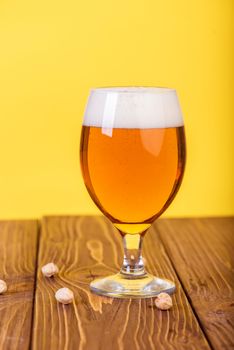 Light Beer with Bubbles and Foam Background. 