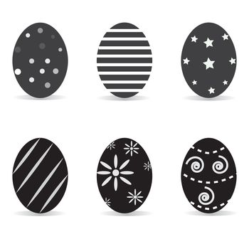 A set of black-and-white easter eggs. easter eggs sign. flat style. easter egg icon for your web site design, logo, app, UI.