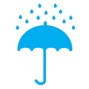 Umbrella and rain drops on white background. Umbrella and rain drops sign. flat style.