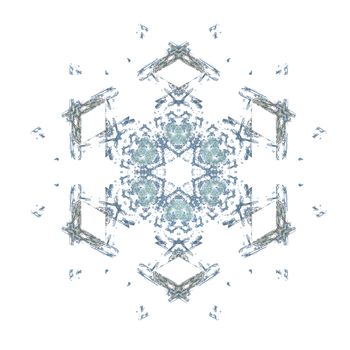 Snowflakes for the new year. Collection of linear round figures, as the rays of the sun. Blue radial objects on the white background. Decoration signs