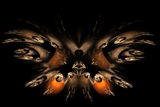 Colorful fractal butterfly consciousness abstract illustration. An abstract computer generated modern fractal design on dark background. Abstract fractal color texture. Digital art. Abstract Form & Colors. Abstract fractal element pattern for your design.
