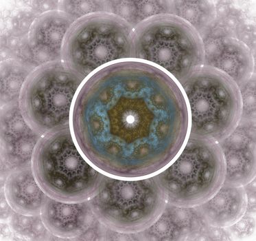 The atomic nucleus. Abstract representation. Elementary Particles series. Interplay of abstract fractal forms on the subject of nuclear physics. The collision of elementary particles. Interaction of physical particles. Quantum Vacuum Fluctuations. Higgs boson fractal, computer generated abstract background