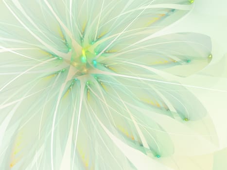 Gentle and soft fractal green flower computer generated image for logo, design concepts, web, prints, posters. Flower background