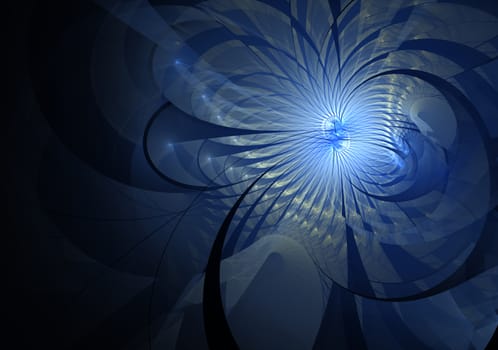 Gentle and soft fractal blue flower computer generated image for logo, design concepts, web, prints, posters. Flower background
