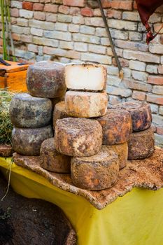 A heap of traditional italian pecorino cheese