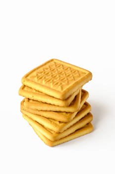 Traditional and genuine tasty butter cookies for breakfast or tea time, isolated on white background