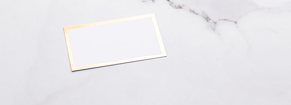 Chic business card or invitation mockup on marble background, paper and stationery branding design