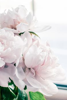 Bouquet of peony flowers as luxury floral background, wedding decoration and event branding design