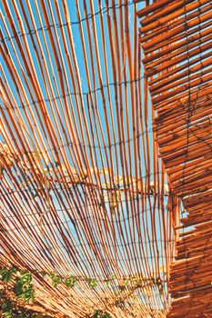 Wooden roof on the beach, nature and design