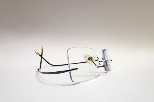 close up eyeglasses on white background