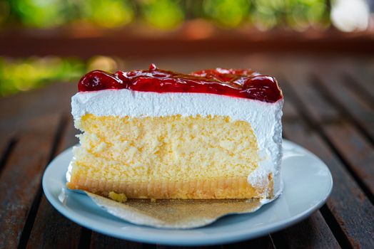 Cake cream is a form of sweet dessert that is typically baked. ingredients are flour, sugar, eggs, butter or oil or margarine, a liquid, and leavening agents for celebration with copy space